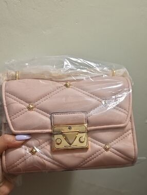 Michael Kors Blush Quilted Crossbody with Gold Hardware